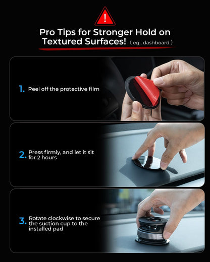 Vacuum Magnetic Phone Holder for Car - 360°Rotatable Foldable Dashboard Phone Holder for iPhone 16 Pro MAX 15 14 13 12 & Samsung, Multi-Surface Suction Phone Mount for Car, Desk, Kitchen, Gym (Black)